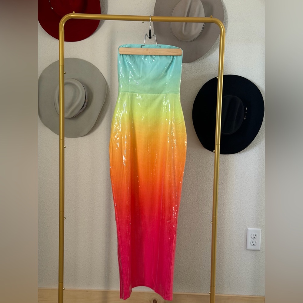 Strapless Sequin Ombre Dress